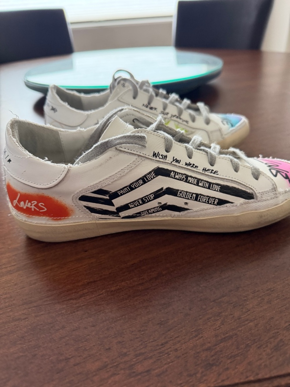 Golden Goose White Low-Top Sneakers with Multicolor Graffiti Accents - Picture 5 of 15
